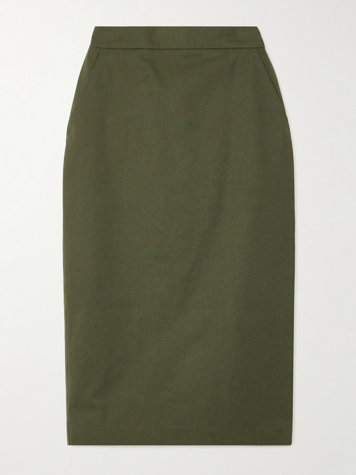 Max Mara Cotton-twill Midi Skirt In Green