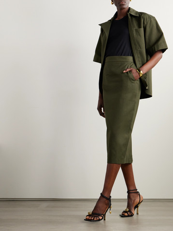 Max Mara Cotton-twill midi skirt