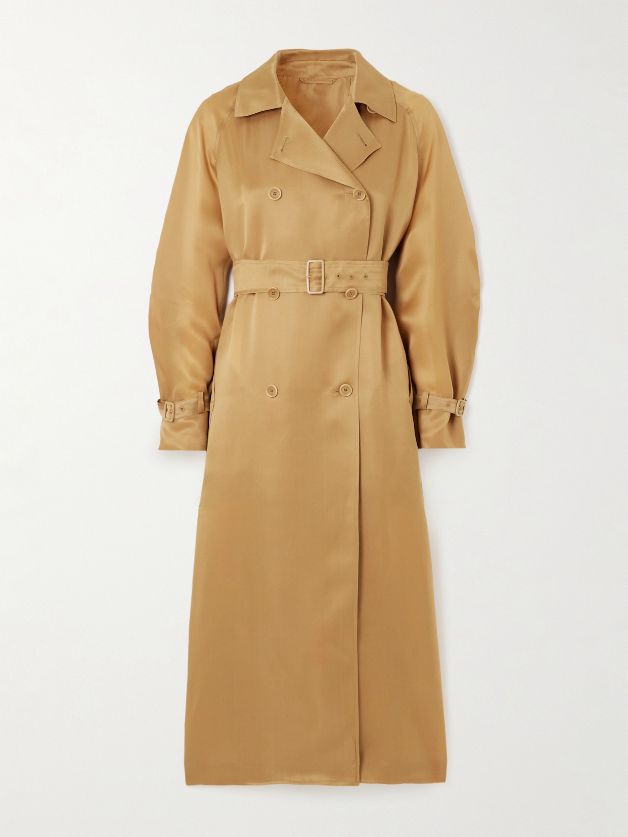 Max Mara Sacco Double-breasted Silk-organza Trench In Metallic