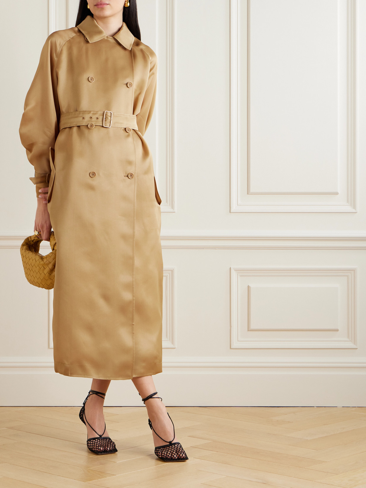 Sacco Double-Breasted Silk-Organza Trench