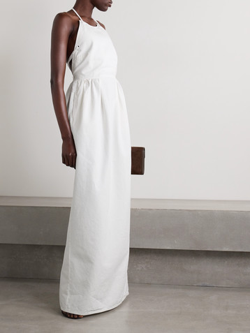 Max Mara Europa open-back pleated cotton-canvas maxi dress