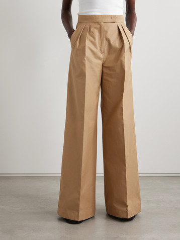 Max Mara Corte pleated cotton-canvas wide-leg pants