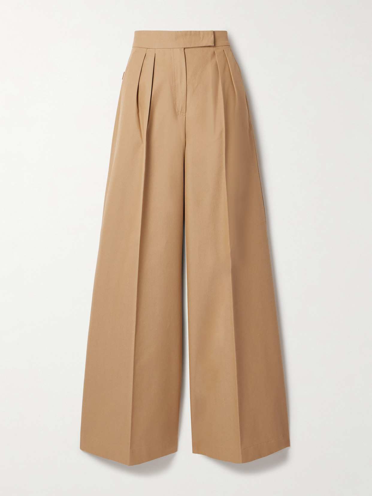 Max Mara Corte Pleated Cotton-canvas Wide-leg Pants In Metallic