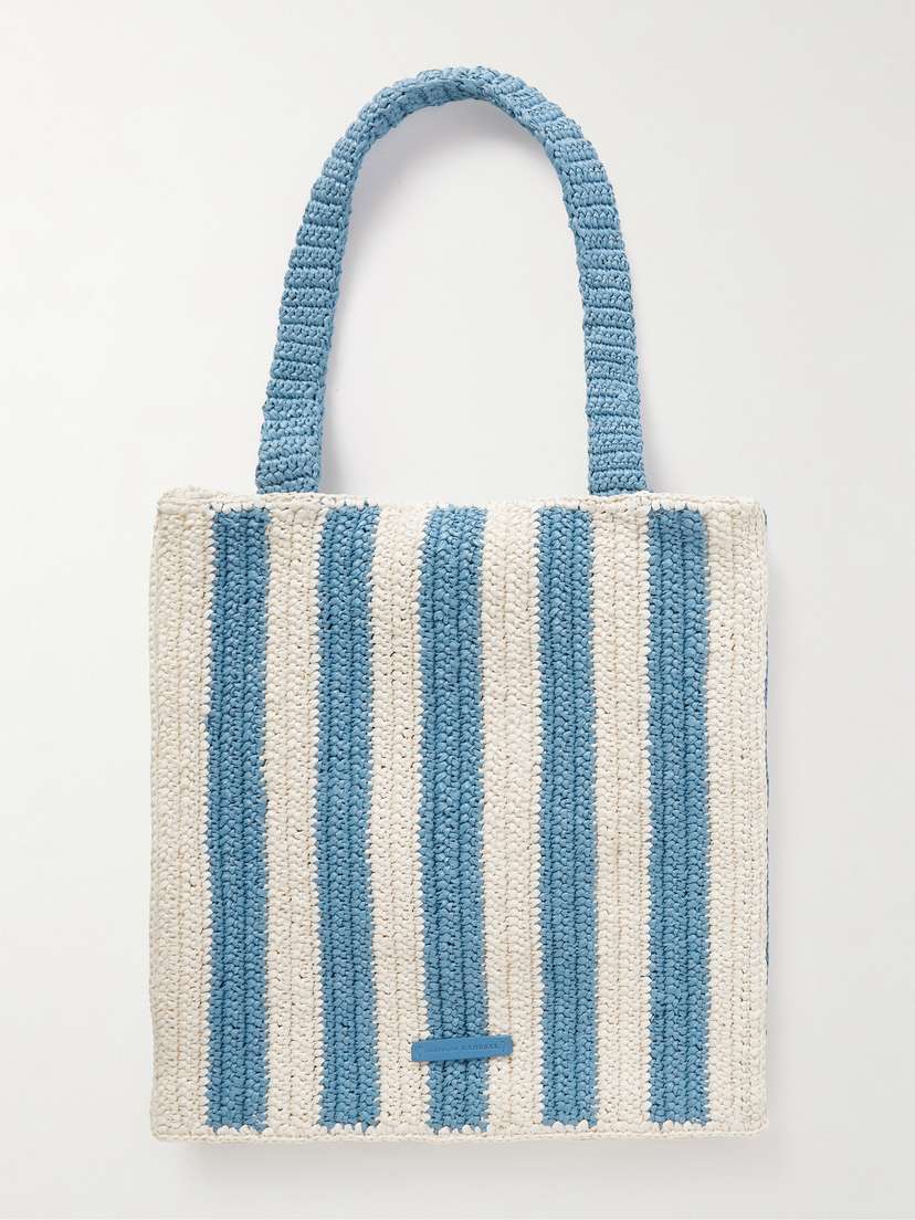 Loeffler Randall Orion Striped Crocheted Raffia Tote