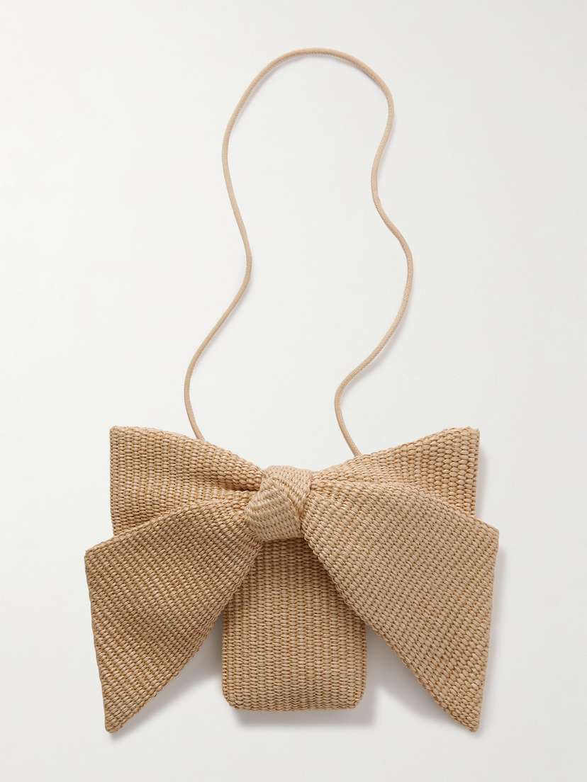 Loeffler Randall Violet Bow-embellished Raffia Shoulder Bag