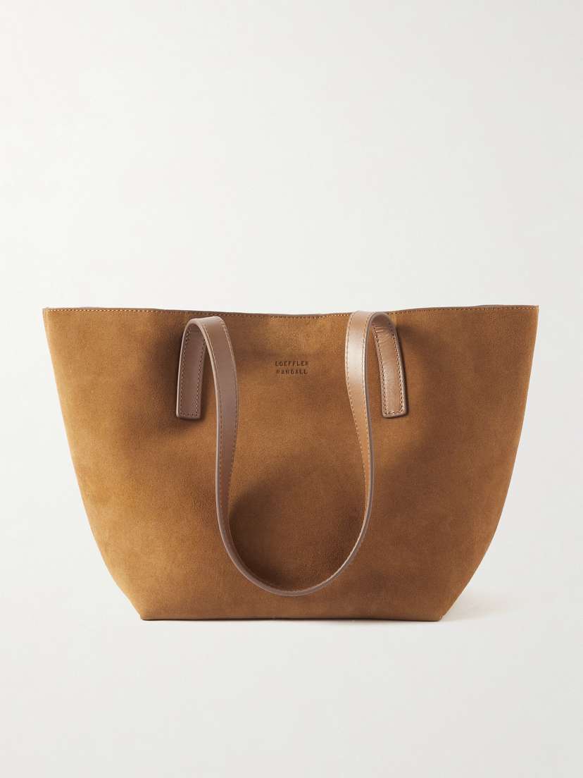 Loeffler Randall + Net Sustain Easton Medium Leather-trimmed Suede Tote
