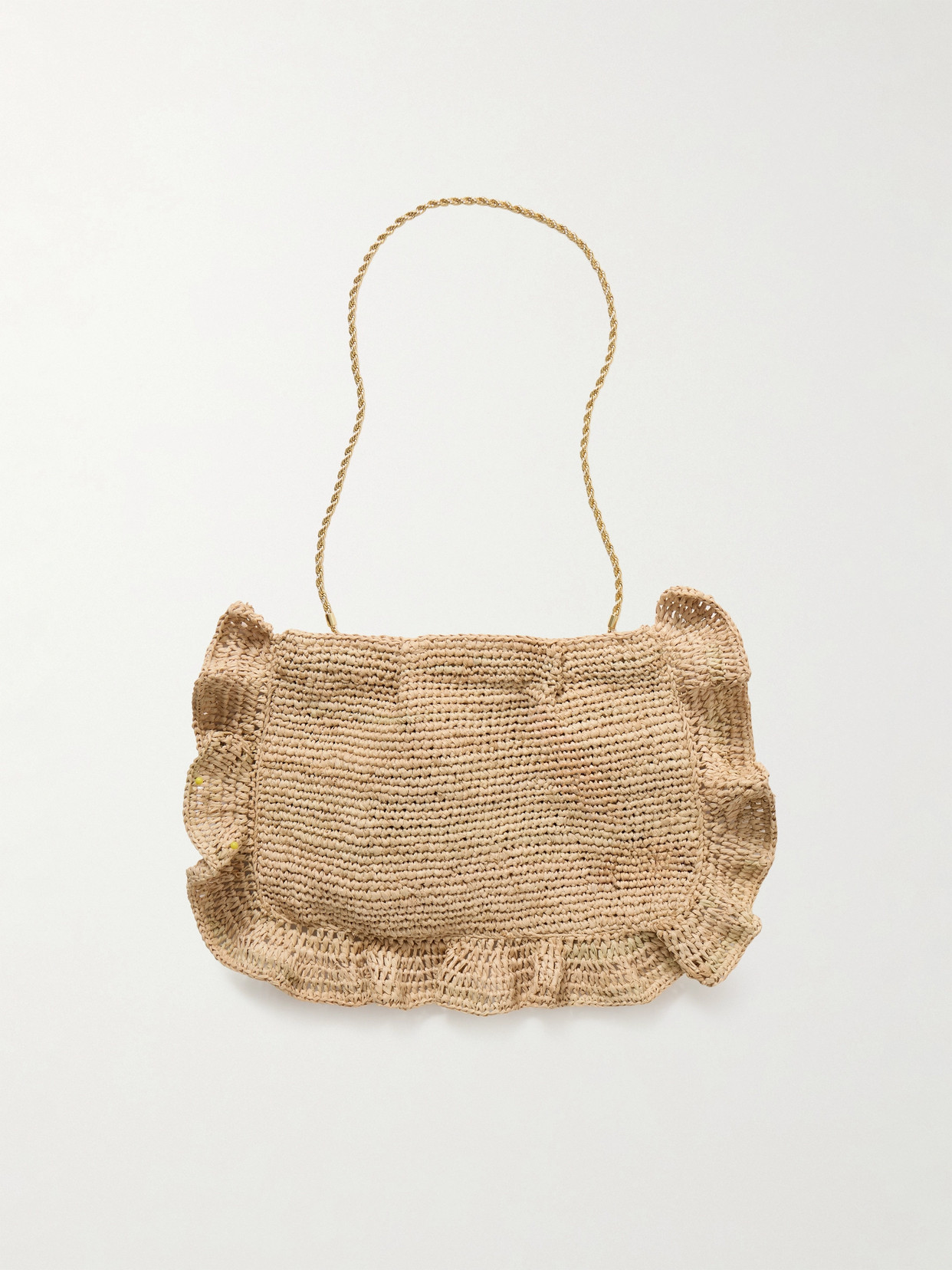 Mavis Ruffled Raffia Shoulder Bag
