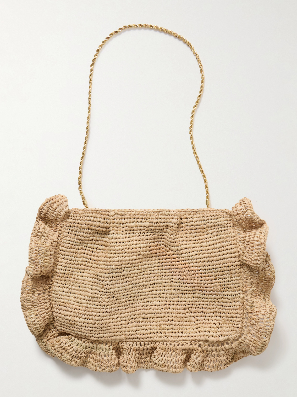 Loeffler Randall Mavis Ruffled Raffia Shoulder Bag In Neutrals