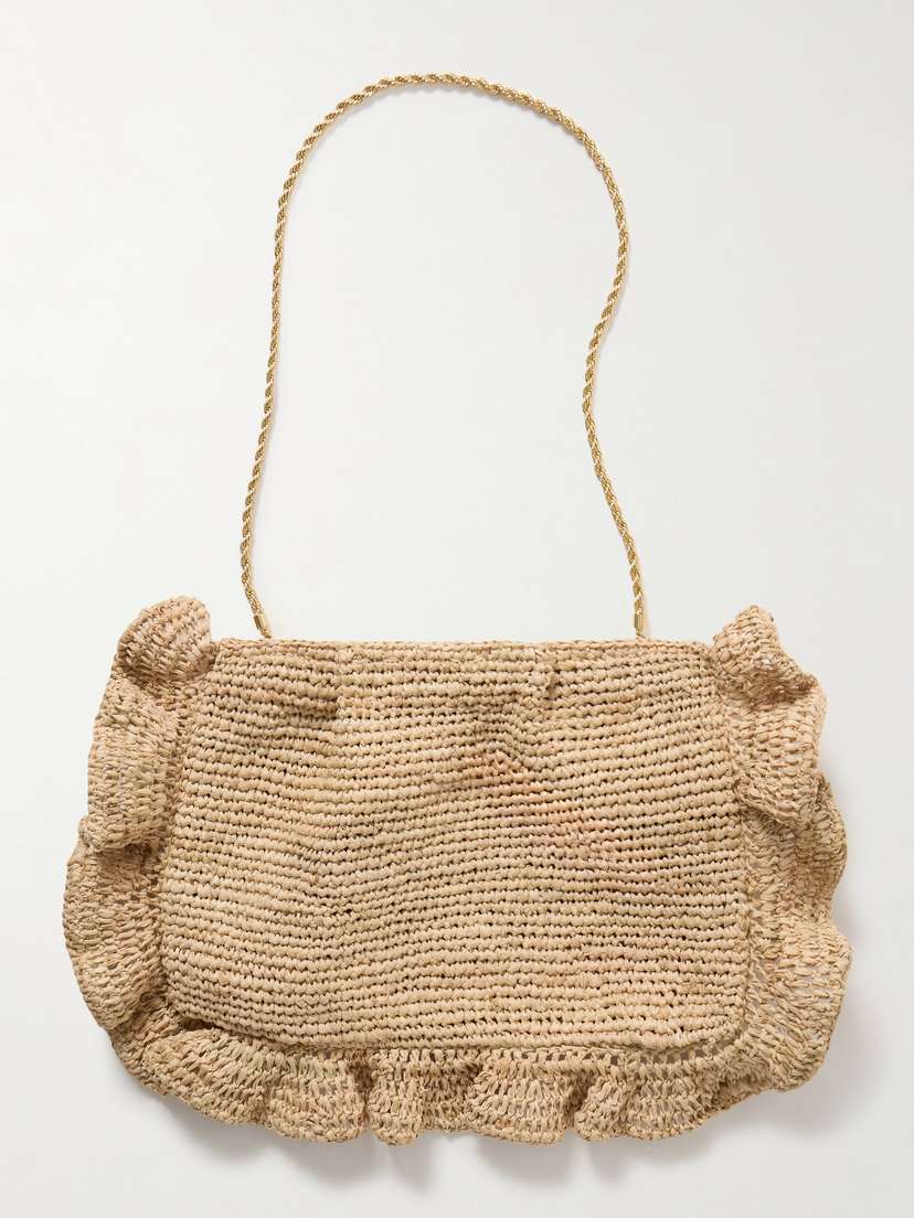 Loeffler Randall Mavis Ruffled Raffia Shoulder Bag