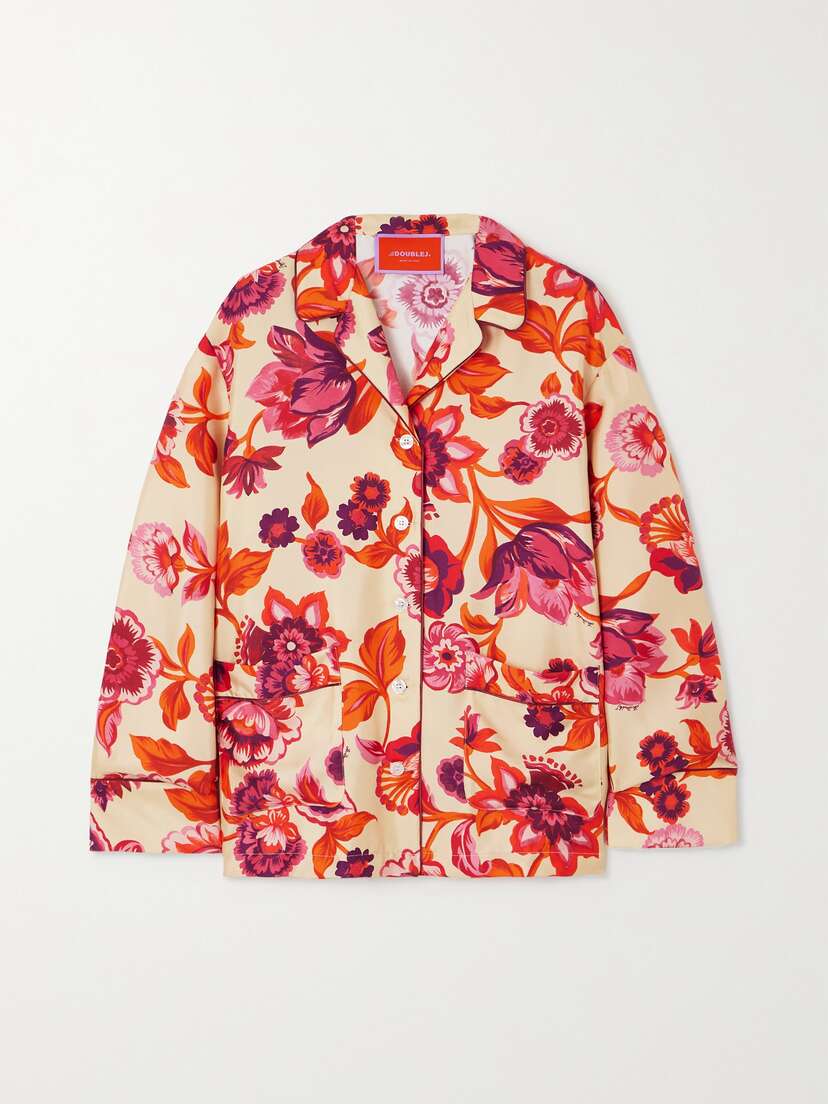 La DoubleJ Floral-print Silk-twill Pajama Shirt
