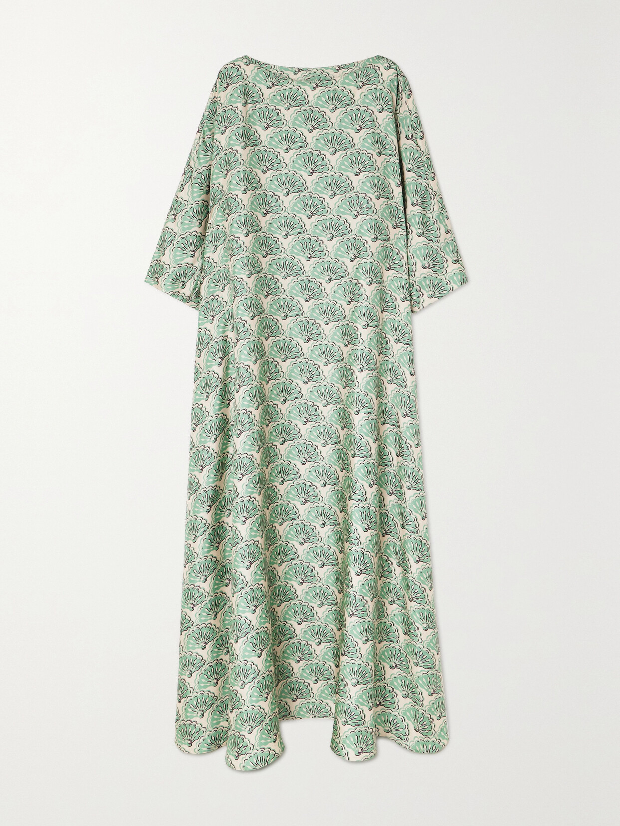 La Doublej Muumuu Printed Silk-twill Maxi Dress In Green