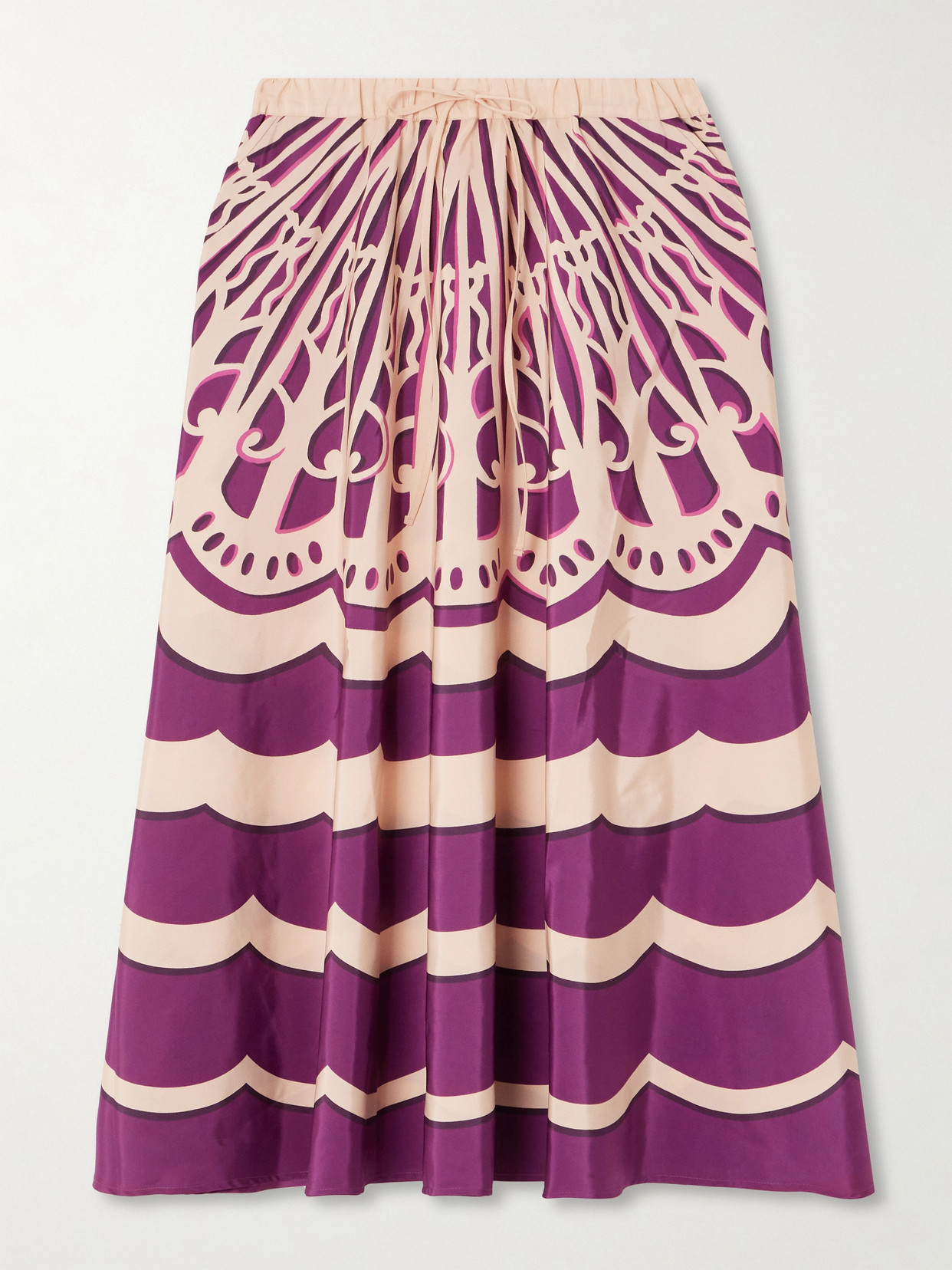 La Doublej Fans-print Drawstring Midi Skirt In Fans Placée