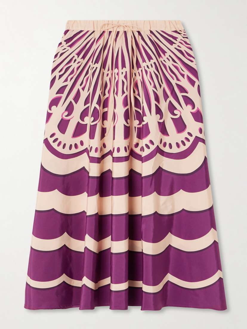 La DoubleJ Printed Satin Midi Skirt