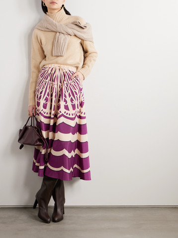 La DoubleJ Printed satin midi skirt