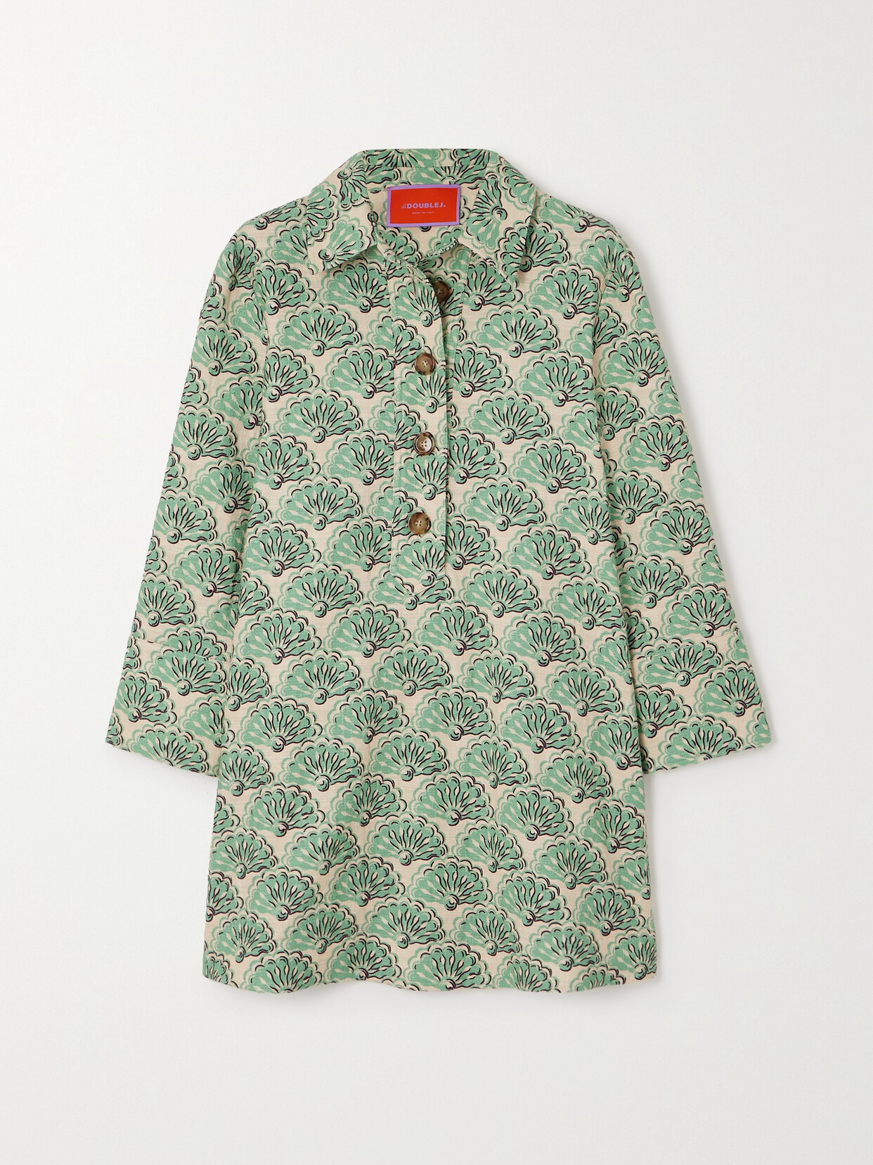 La DoubleJ Artemis Printed Cotton-blend Mini Dress - Green