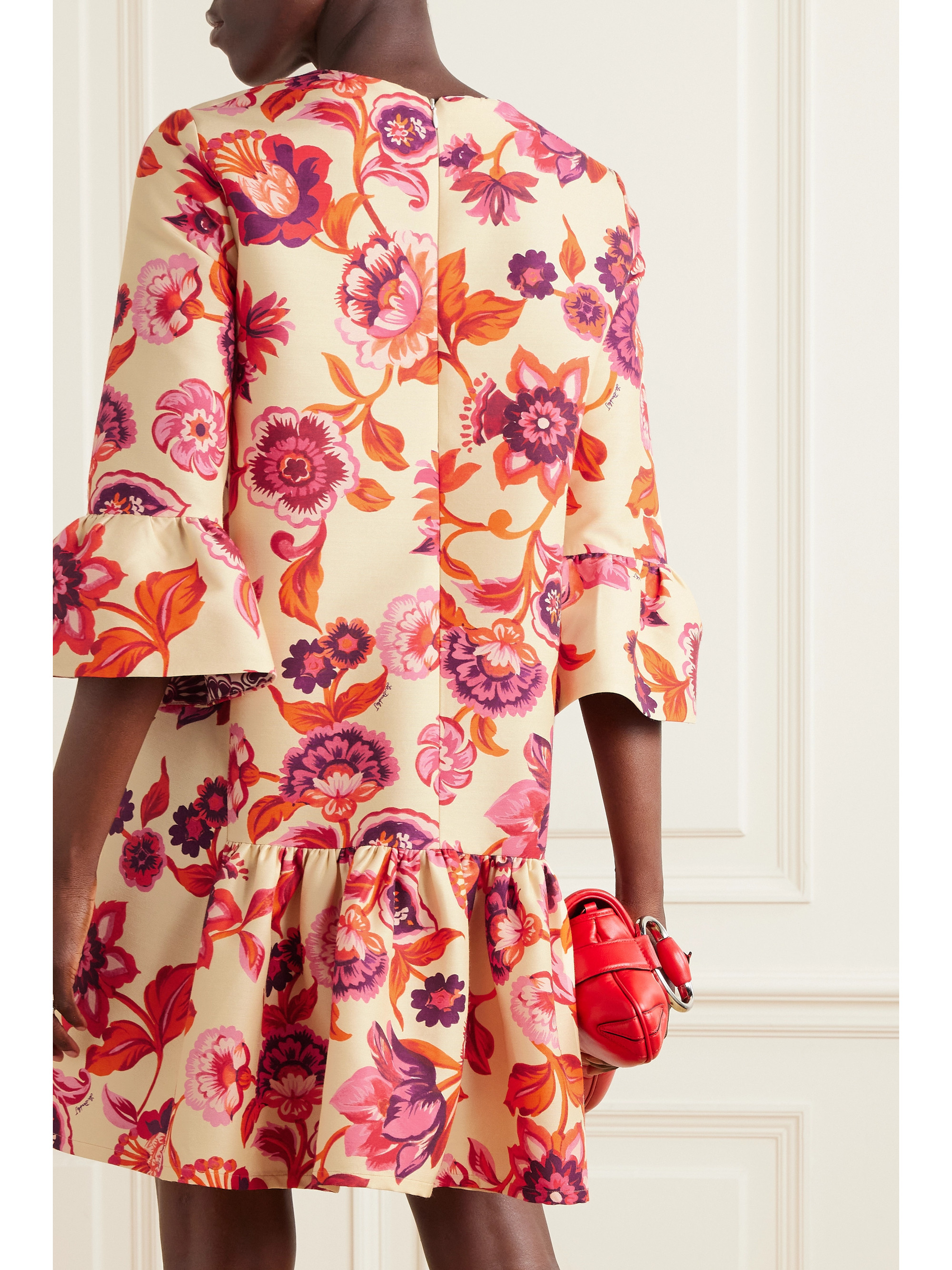 La DoubleJ 24/7 floral-print wool-blend twill mini dress
