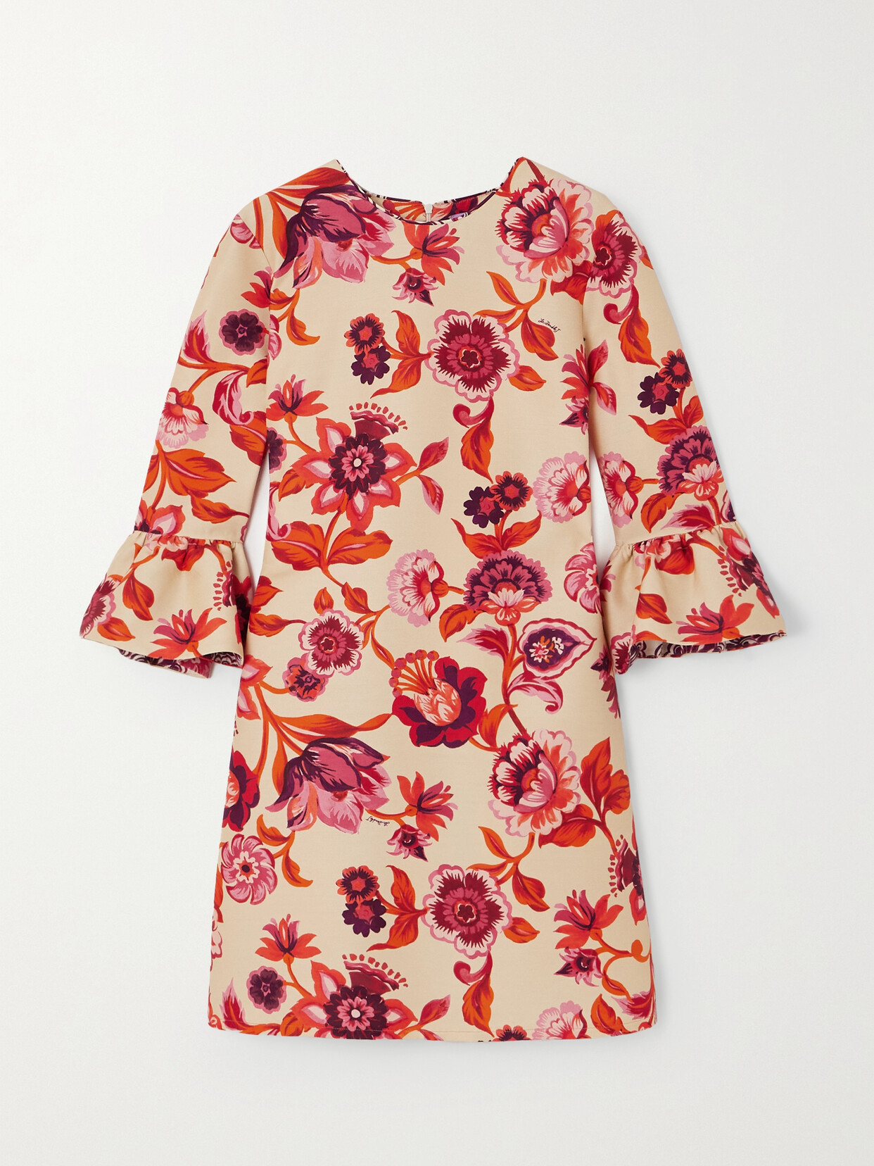 La DoubleJ 24/7 Floral-print Wool-blend Twill Mini Dress - Red