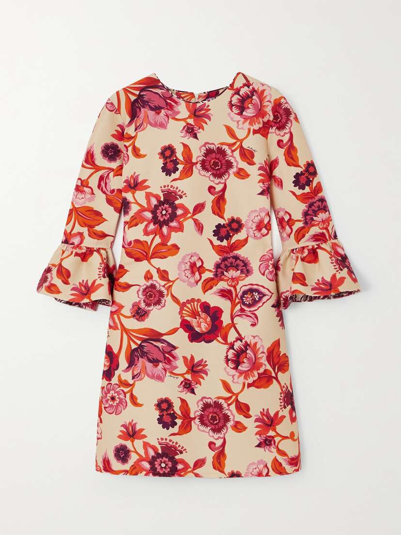 La DoubleJ 24/7 Floral-print Wool-blend Twill Mini Dress