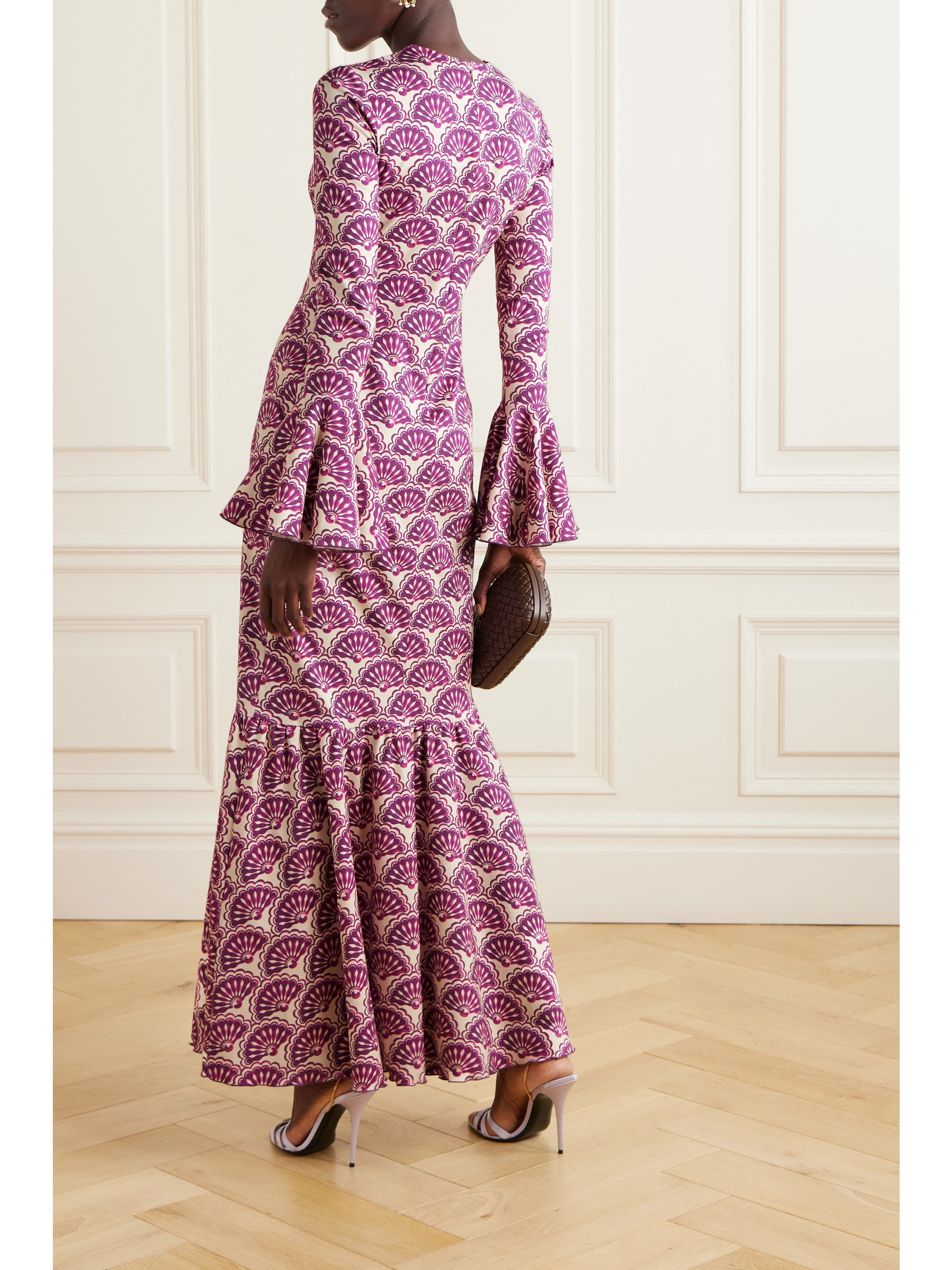 La DoubleJ Alba ruffled printed stretch-jersey maxi dress