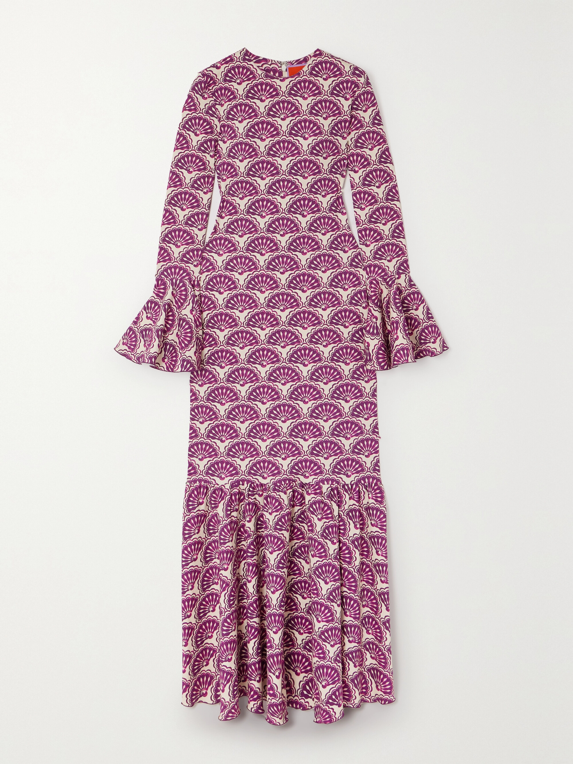 La DoubleJ Alba ruffled printed stretch-jersey maxi dress