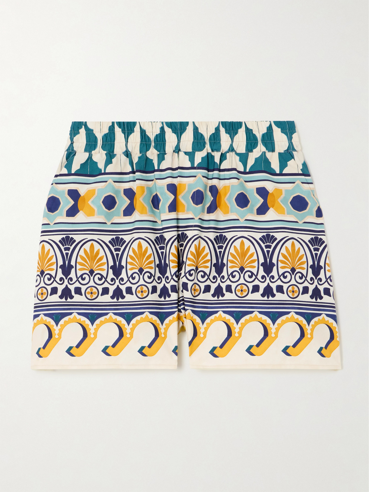 Shop La Doublej Printed Cotton-poplin Shorts In Multi