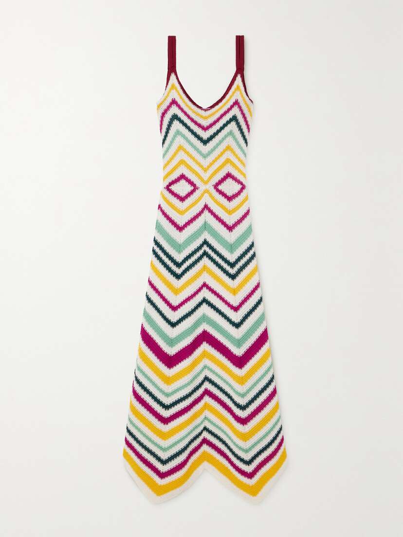 La DoubleJ Dazzling Striped Crocheted Cotton Maxi Dress - xx large