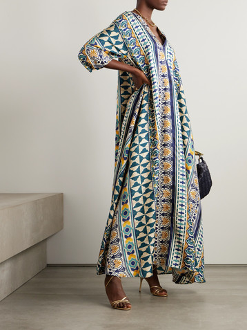 La DoubleJ Printed silk-twill maxi dress