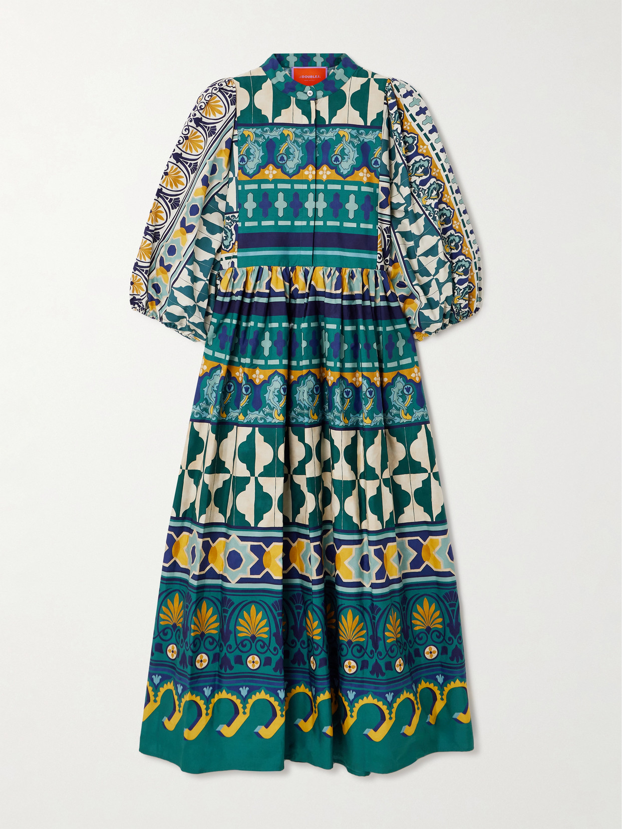 La DoubleJ - Portofino Pleated Cotton-poplin Maxi Dress - Multi