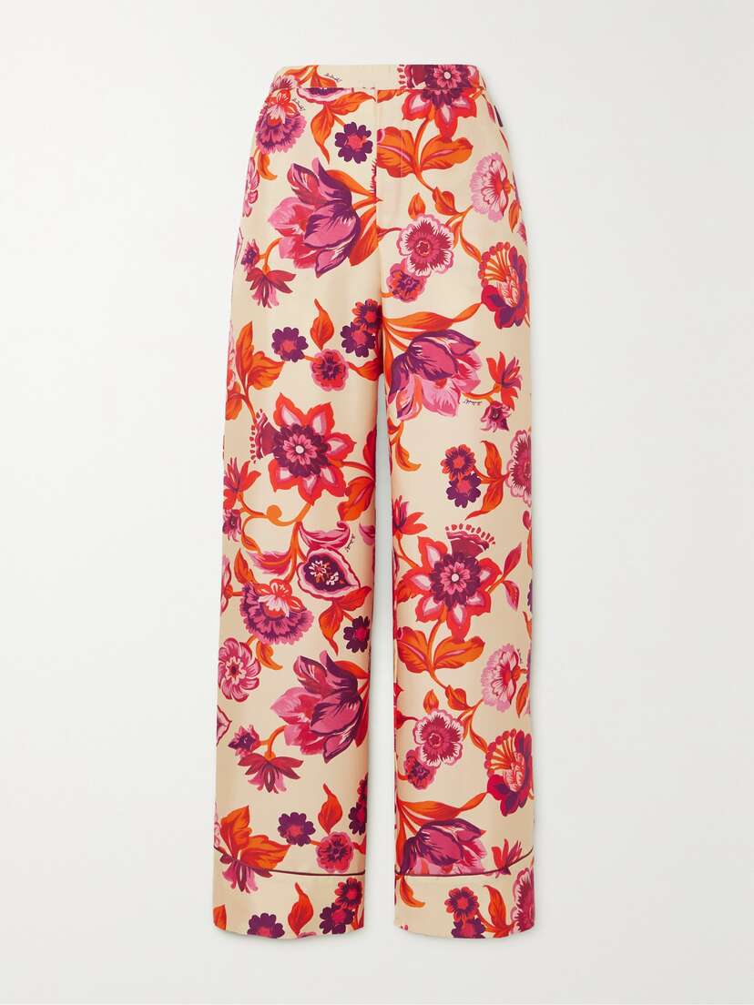 La DoubleJ Floral-print Silk-twill Pajama Pants - xx large