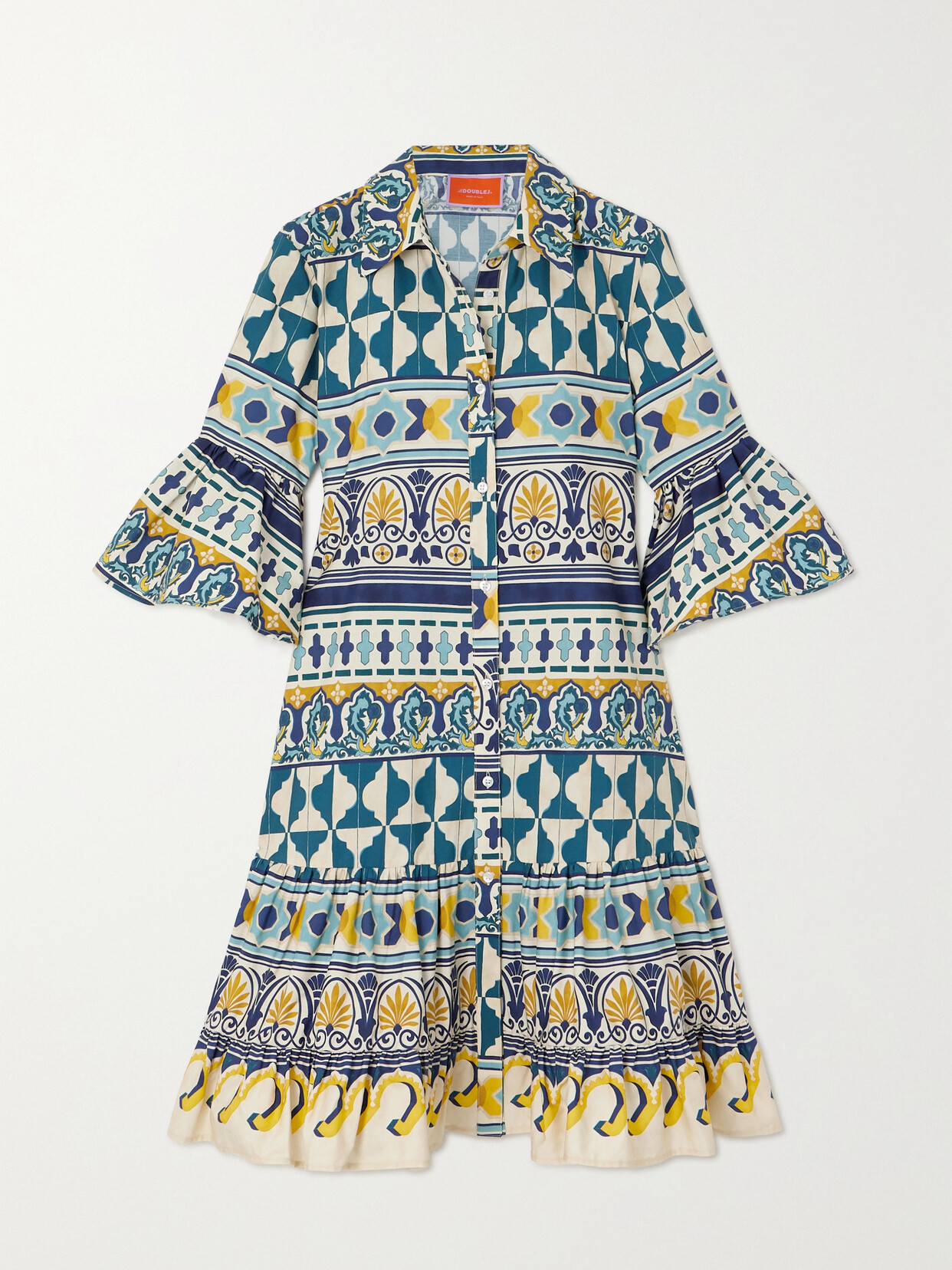 La Doublej Choux Tiered Shirt Dress In Multi
