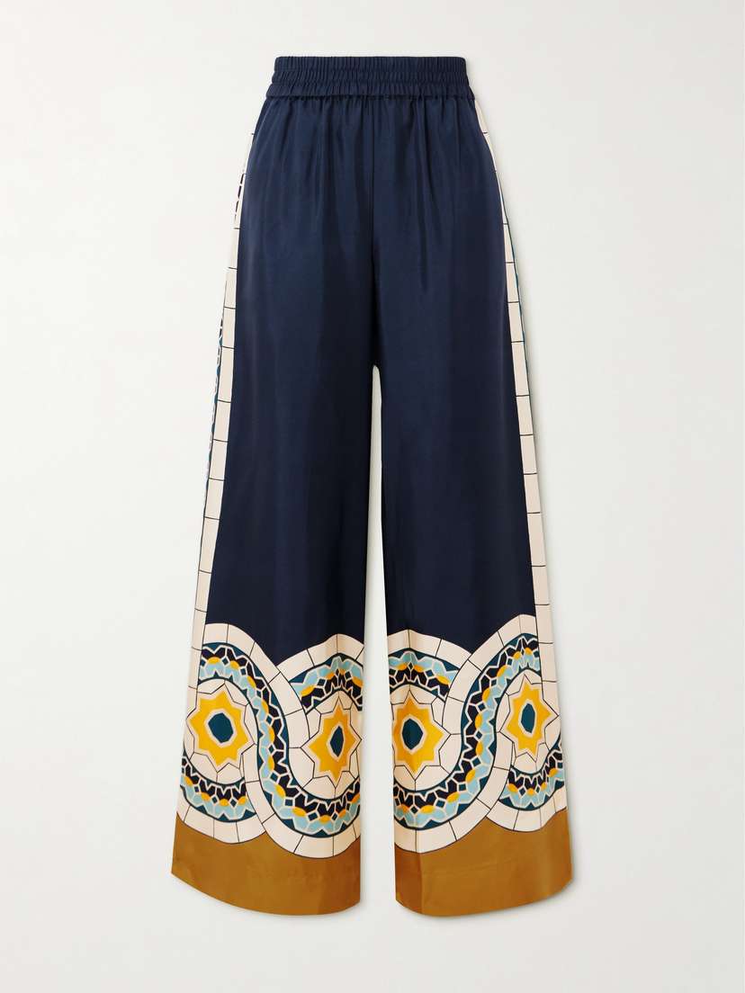 La DoubleJ Printed Silk-twill Wide-leg Pants - xx large