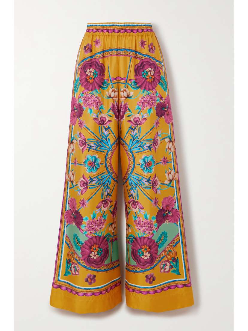 La DoubleJ Printed Silk-twill Wide-leg Pants - xx large