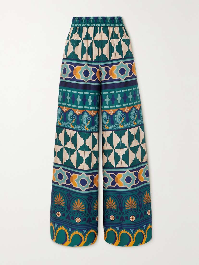 La DoubleJ Printed Silk-twill Wide-leg Pants - xx large