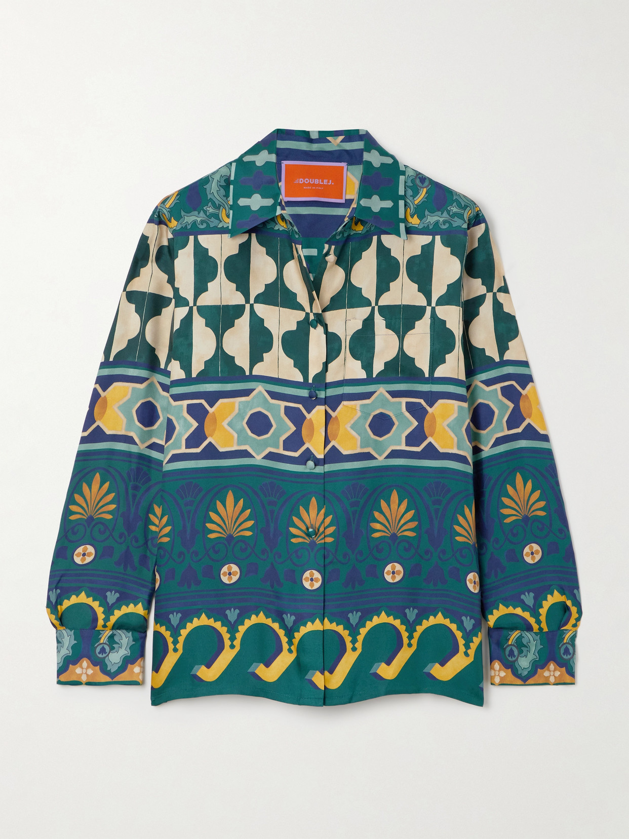 Shop La Doublej Printed Silk-twill Shirt In Multi