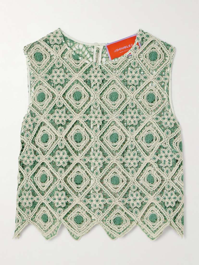 La DoubleJ Aria Cropped Macramé Tank