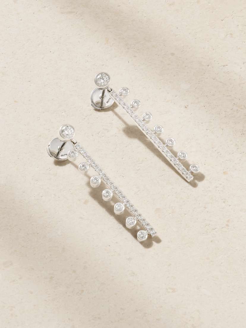 De Beers Dewdrop 18-karat White Gold Diamond Earrings