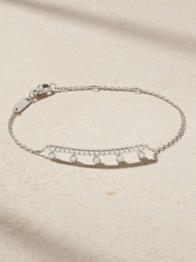 De Beers Dewdrop Line 18-karat White Gold Diamond Bracelet