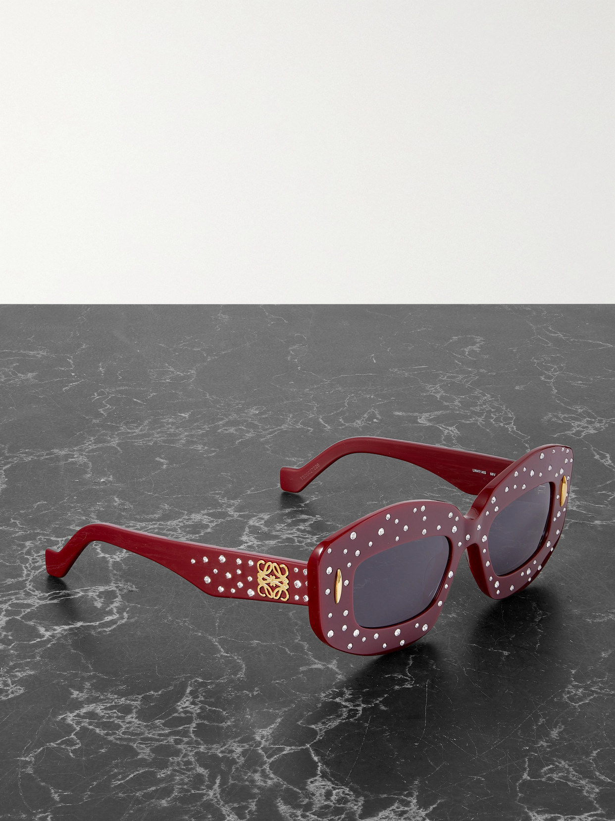 Loewe Oversized Square-frame Crystal-embellished Acetate Sunglasses In Burgundy