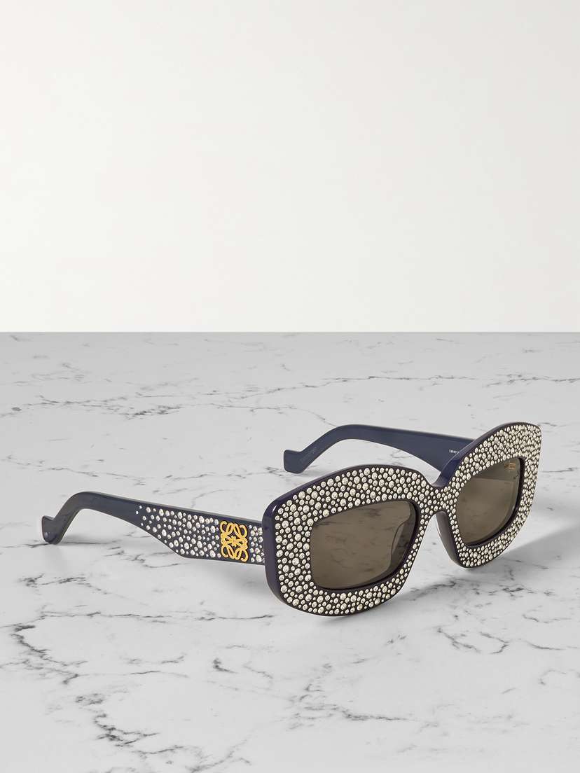 Loewe Oversized Square-frame Crystal-embellished Acetate Sunglasses