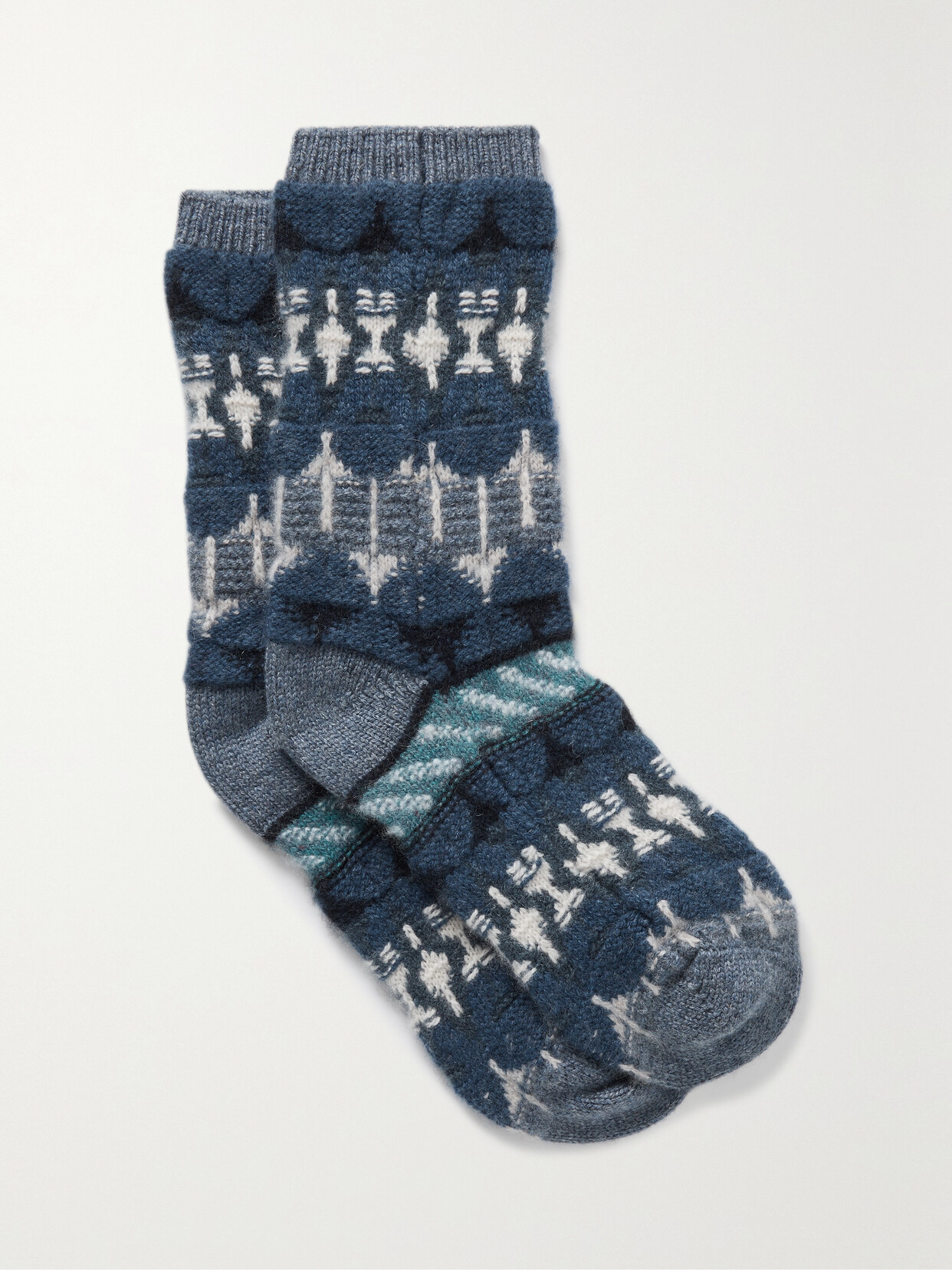 Loro Piana Calza Noel Jacquard-knit Cashmere Socks In J1n0 Fancy White