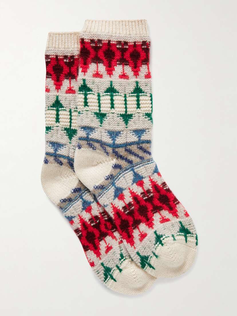 Loro Piana Calza Noel Jacquard-knit Cashmere Socks