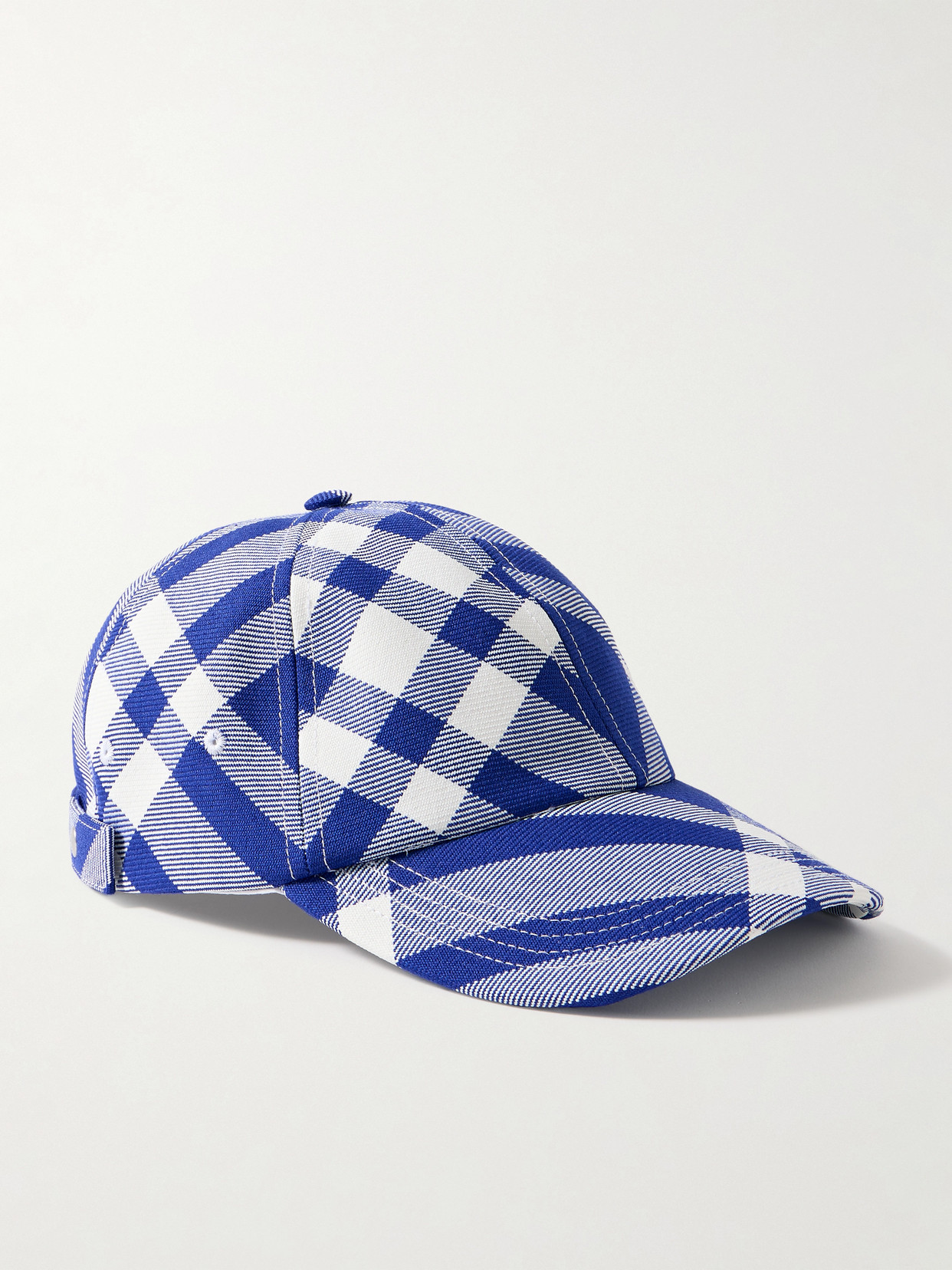 Burberry Checked Twill Baseball Cap In Blue