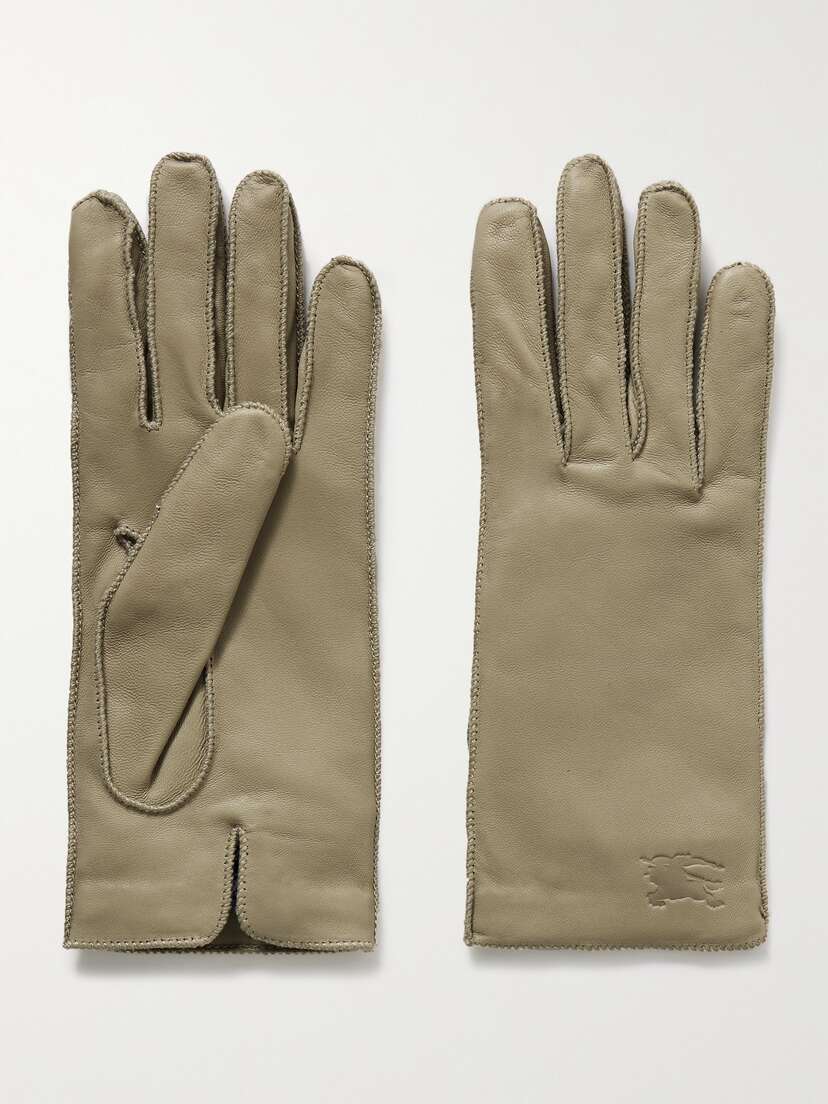Burberry Debossed Leather Gloves