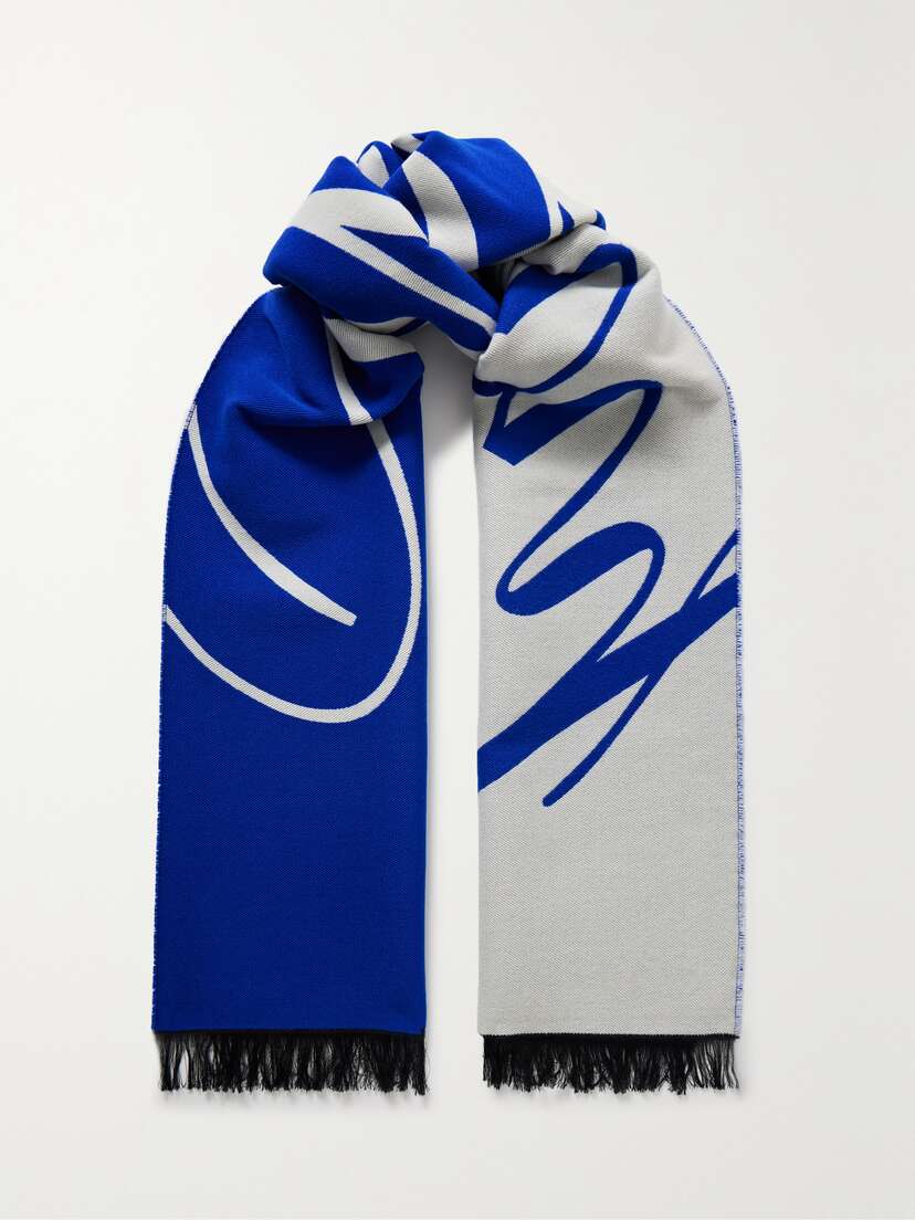 Burberry Fringed Printed Wool-twill Scarf