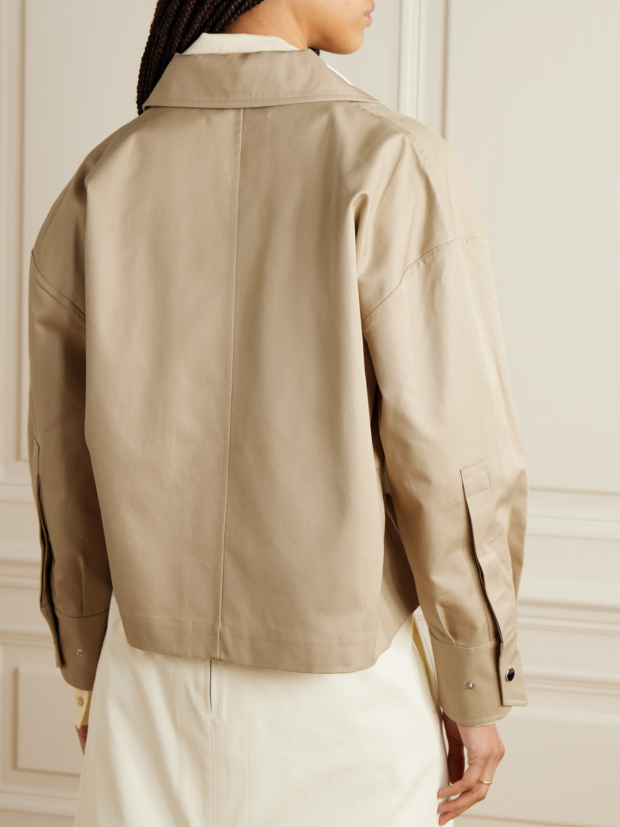 Sasuphi Valentina Belted Cropped Cotton-twill Jacket In Neutrals