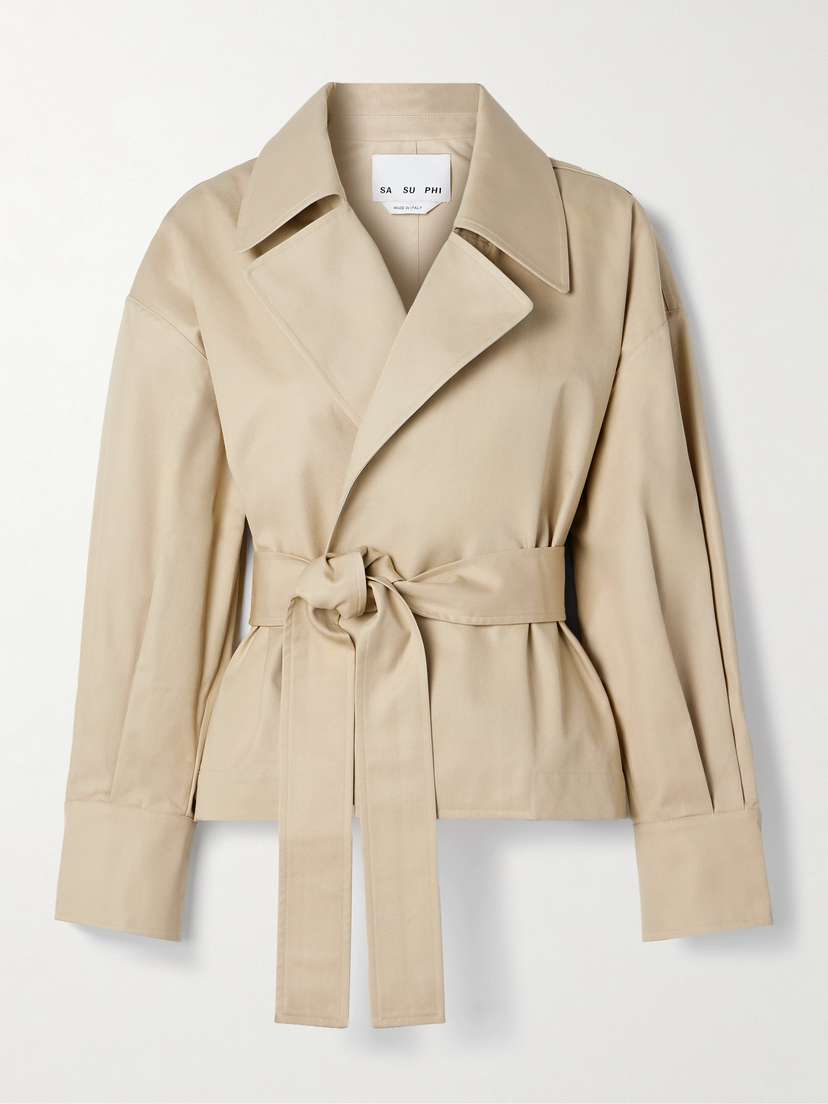 SASUPHI Valentina Belted Cropped Cotton-twill Jacket
