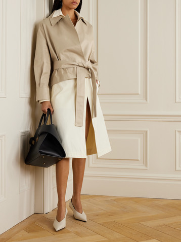 Sasuphi Valentina belted cropped cotton-twill jacket
