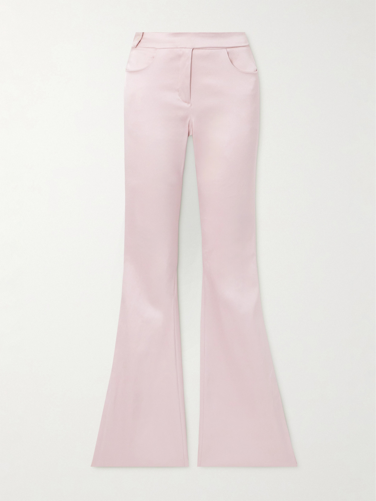 Sasuphi Elena Belted Silk-blend Flared Trousers In Pink