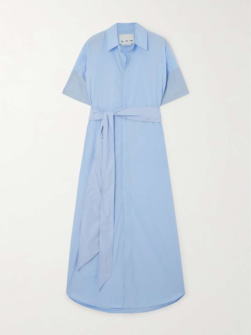 SASUPHI Daria Belted Cotton-poplin Maxi Shirt Dress