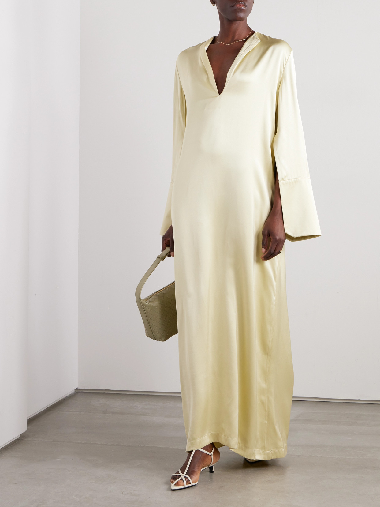 Sasuphi Belted Silk Maxi Dress In Yellow